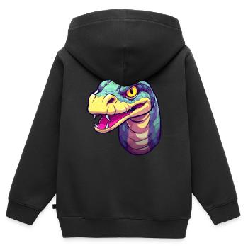 Anakonda Buntes Aquarell Cartoon Kawaii Tier - Kinder Premium Organic Zip Hoodie - Schwarz - Hinten - AI Model Kid Male (0cm)