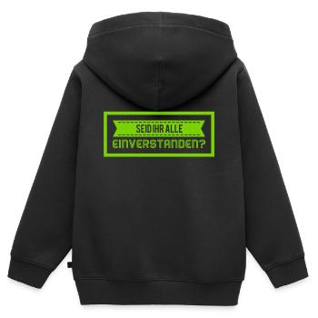 wollt ihr das auch? - Kinder Premium Organic Zip Hoodie - Schwarz - Hinten - AI Model Kid Male (0cm)