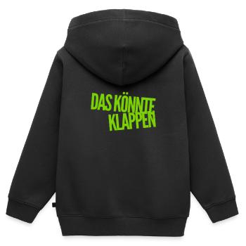 vielleicht klappt es ja - Kinder Premium Organic Zip Hoodie - Schwarz - Hinten - AI Model Kid Male (0cm)