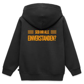 wer hat was dagegen? - Kinder Premium Organic Zip Hoodie - Schwarz - Hinten - AI Model Kid Male (0cm)