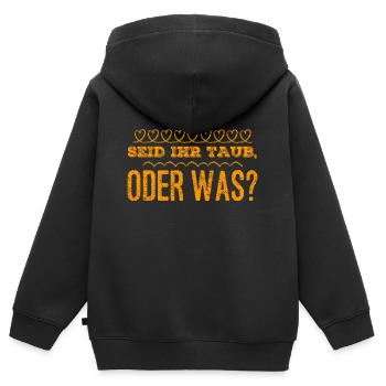 habt ihr zugehört? - Kinder Premium Organic Zip Hoodie - Schwarz - Hinten - AI Model Kid Male (0cm)