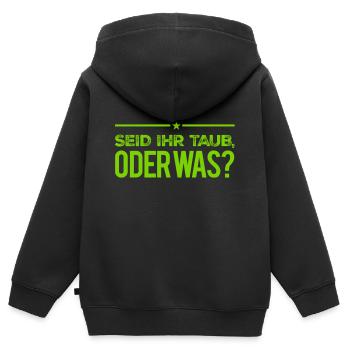 ignoriert ihr mich? - Kinder Premium Organic Zip Hoodie - Schwarz - Hinten - AI Model Kid Male (0cm)