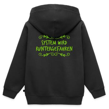 ich fahre mein System herunter - Kinder Premium Organic Zip Hoodie - Schwarz - Hinten - AI Model Kid Male (0cm)