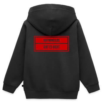 ich verliere nie die Hoffnung - Kinder Premium Organic Zip Hoodie - Schwarz - Hinten - AI Model Kid Male (0cm)