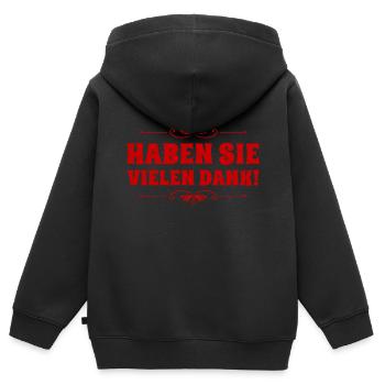 haben sie vielen Dank - Kinder Premium Organic Zip Hoodie - Schwarz - Hinten - AI Model Kid Male (0cm)