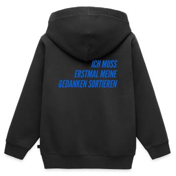 ich räume auf - Kinder Premium Organic Zip Hoodie - Schwarz - Hinten - AI Model Kid Male (0cm)