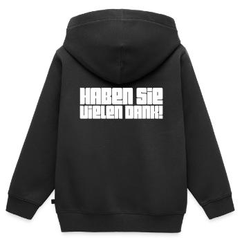 ich möchte Danke sagen - Kinder Premium Organic Zip Hoodie - Schwarz - Hinten - AI Model Kid Male (0cm)