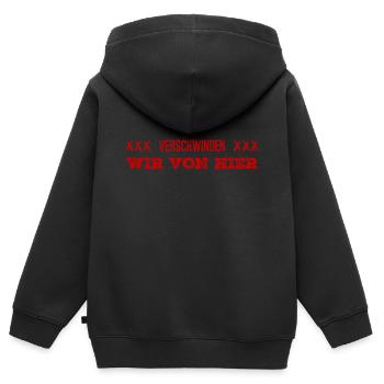 hauen wir ab - Kinder Premium Organic Zip Hoodie - Schwarz - Hinten - AI Model Kid Male (0cm)