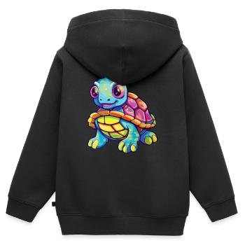 Schildkröte buntes Aquarell Cartoon Kawaii Tier - Kinder Premium Organic Zip Hoodie - Schwarz - Hinten - AI Model Kid Male (0cm)