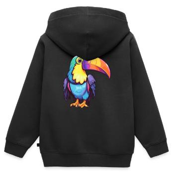Toucan Colorful Watercolor Cartoon Kawaii Animal - Kids Premium Organic Zip-up Hoodie - black - Back - AI Model Kid Male (0cm)