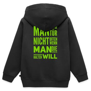 Wölfe draussen halten - Kinder Premium Organic Zip Hoodie - Schwarz - Hinten - AI Model Kid Male (0cm)
