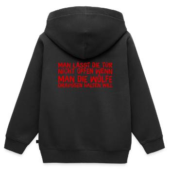 immer schön die Tür schließen - Kinder Premium Organic Zip Hoodie - Schwarz - Hinten - AI Model Kid Male (0cm)