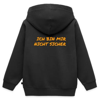 ich bin mir nicht sicher - Kinder Premium Organic Zip Hoodie - Schwarz - Hinten - AI Model Kid Male (0cm)