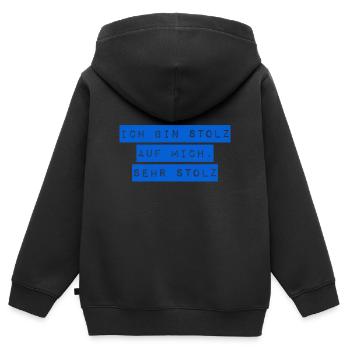 ich bin stolz auf mich - Kinder Premium Organic Zip Hoodie - Schwarz - Hinten - AI Model Kid Male (0cm)