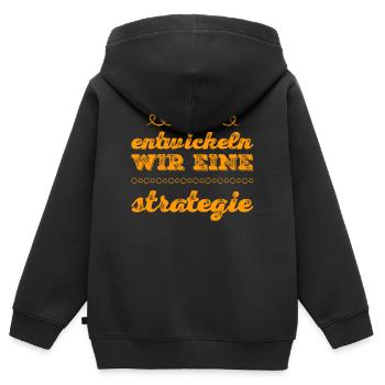 entwickeln wir eine Strategie - Kinder Premium Organic Zip Hoodie - Schwarz - Hinten - AI Model Kid Male (0cm)