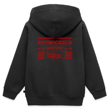 eine Strategie entwickeln - Kinder Premium Organic Zip Hoodie - Schwarz - Hinten - AI Model Kid Male (0cm)