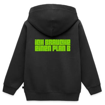 neuer Plan - Kinder Premium Organic Zip Hoodie - Schwarz - Hinten - AI Model Kid Male (0cm)