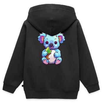 Koala Buntes Aquarell Cartoon Kawaii Tier - Kinder Premium Organic Zip Hoodie - Schwarz - Hinten - AI Model Kid Male (0cm)