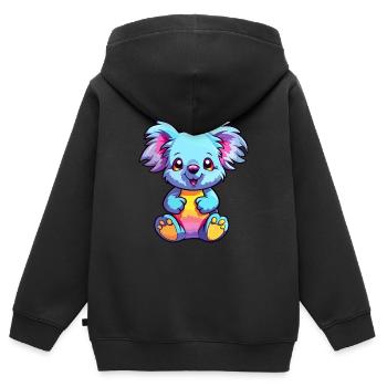 Koala Buntes Aquarell Cartoon Kawaii Tier - Kinder Premium Organic Zip Hoodie - Schwarz - Hinten - AI Model Kid Male (0cm)
