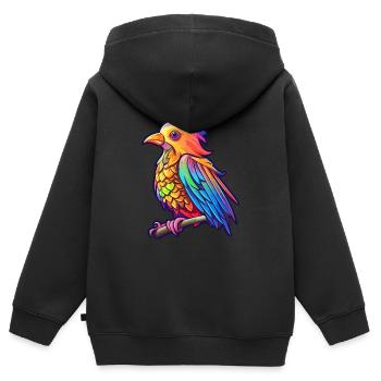 Kuckuck buntes Aquarell Cartoon Kawaii Tier - Kinder Premium Organic Zip Hoodie - Schwarz - Hinten - AI Model Kid Male (0cm)