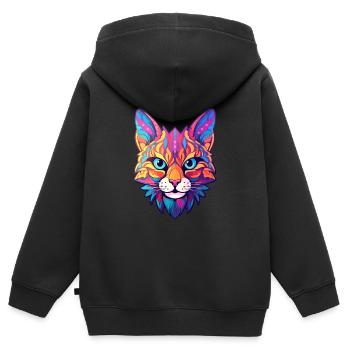 Rotluchs buntes Aquarell Karikatur Kawaii Tier - Kinder Premium Organic Zip Hoodie - Schwarz - Hinten - AI Model Kid Male (0cm)