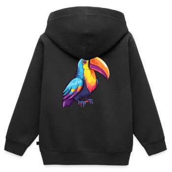 Toucan Colorful Watercolor Cartoon Kawaii Animal - Kids Premium Organic Zip-up Hoodie - black - Back - AI Model Kid Male (0cm)
