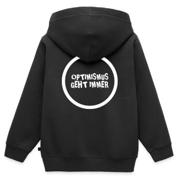 Optimismus geht immer - Kinder Premium Organic Zip Hoodie - Schwarz - Hinten - AI Model Kid Male (0cm)
