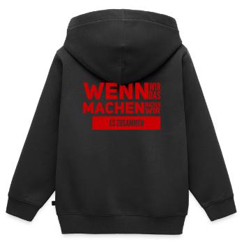 Zusammenhalt ist wichtig - Kinder Premium Organic Zip Hoodie - Schwarz - Hinten - AI Model Kid Male (0cm)