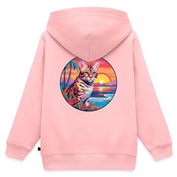 Rotluchs buntes Aquarell Karikatur Kawaii Tier - Kinder Premium Organic Zip Hoodie - Rosa - Hinten - AI Model Kid Female (0cm)
