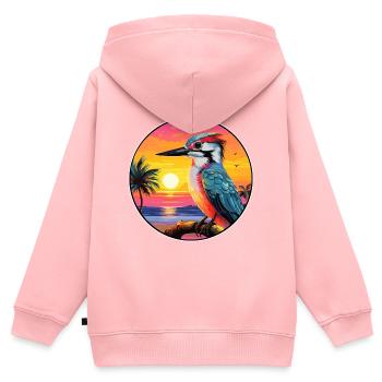 Pic Aquarelle Colorée Dessin Animé Kawaii Pet - Sweat Premium à capuche zippé enfant bio - rose - Dos - AI Model Kid Female (0cm)