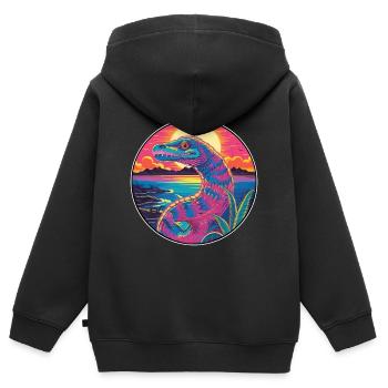 Kobra Buntes Aquarell Cartoon Kawaii Tier - Kinder Premium Organic Zip Hoodie - Schwarz - Hinten - AI Model Kid Male (0cm)