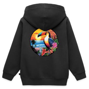 Toucan Colorful Watercolor Cartoon Kawaii Animal - Kids Premium Organic Zip-up Hoodie - black - Back - AI Model Kid Male (0cm)