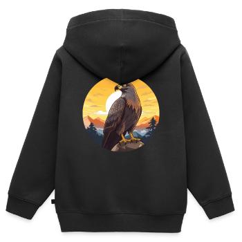 Bussard Buntes Aquarell Cartoon Kawaii Tier - Kinder Premium Organic Zip Hoodie - Schwarz - Hinten - AI Model Kid Male (0cm)