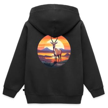 antilope coloré aquarelle dessin animé Kawaii Animal - Sweat Premium à capuche zippé enfant bio - noir - Dos - AI Model Kid Male (0cm)