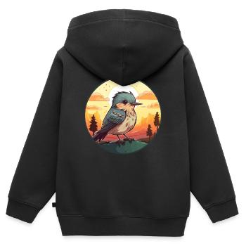 Kuckuck buntes Aquarell Cartoon Kawaii Tier - Kinder Premium Organic Zip Hoodie - Schwarz - Hinten - AI Model Kid Male (0cm)
