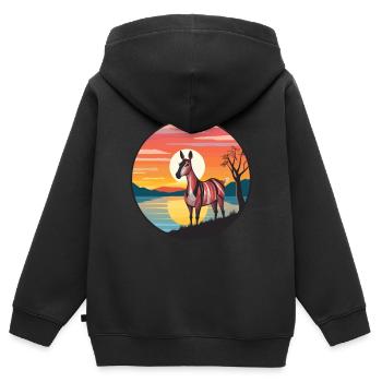 Okapi Buntes Aquarell Cartoon Kawaii Tier - Kinder Premium Organic Zip Hoodie - Schwarz - Hinten - AI Model Kid Male (0cm)