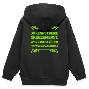 wachse über dich hinaus - Kinder Premium Organic Zip Hoodie - Schwarz - Hinten - AI Model Kid Male (0cm)