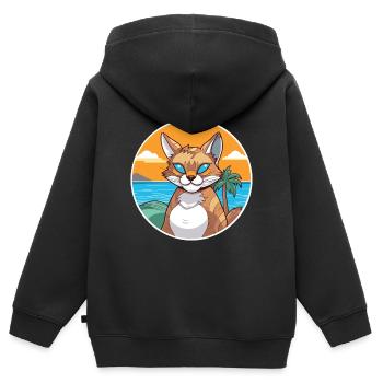 Rotluchs Aquarell Cartoon Kawaii Clipart Tier - Kinder Premium Organic Zip Hoodie - Schwarz - Hinten - AI Model Kid Male (0cm)
