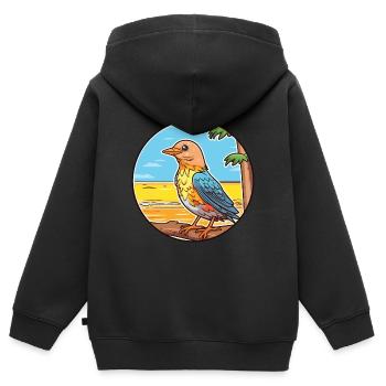 Kuckuck Aquarell Cartoon Kawaii Clipart Tier - Kinder Premium Organic Zip Hoodie - Schwarz - Hinten - AI Model Kid Male (0cm)