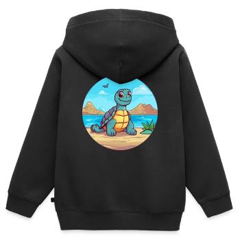 Schildkröte Aquarell Cartoon Kawaii Clipart Tier - Kinder Premium Organic Zip Hoodie - Schwarz - Hinten - AI Model Kid Male (0cm)