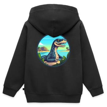 Anakonda Aquarell Cartoon Kawaii Clipart Tier - Kinder Premium Organic Zip Hoodie - Schwarz - Hinten - AI Model Kid Male (0cm)