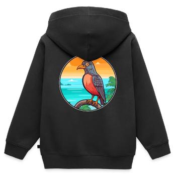 Kuckuck Aquarell Cartoon Kawaii Clipart Tier - Kinder Premium Organic Zip Hoodie - Schwarz - Hinten - AI Model Kid Male (0cm)