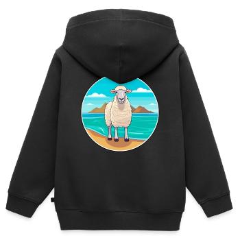 Schaf Aquarell Cartoon Kawaii Clipart Tier - Kinder Premium Organic Zip Hoodie - Schwarz - Hinten - AI Model Kid Male (0cm)