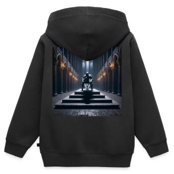 Fart Souls - Hollow Knight sur le trône de porcelaine #06 - Sweat Premium à capuche zippé enfant bio - noir - Dos - AI Model Kid Male (0cm)