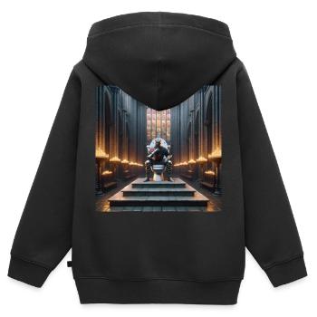 Fart Souls - Hollow Knight on Porcelain Throne #01 - Kids Premium Organic Zip-up Hoodie - black - Back - AI Model Kid Male (0cm)