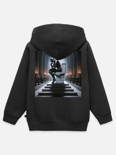 Fart Souls - Hollow Knight on Porcelain Throne #05 - Kids Premium Organic Zip-up Hoodie - black