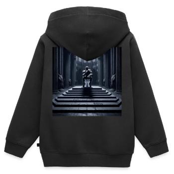 Fart Souls - Hollow Knight sur un trône de porcelaine #12 - Sweat Premium à capuche zippé enfant bio - noir - Dos - AI Model Kid Male (0cm)