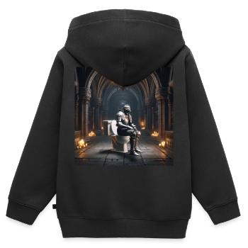 Fart Souls - Hollow Knight on Porcelain Throne #02 - Kids Premium Organic Zip-up Hoodie - black - Back - AI Model Kid Male (0cm)