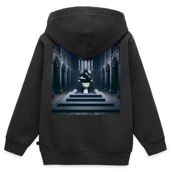 Fart Souls - Hollow Knight sur le trône de porcelaine #08 - Sweat Premium à capuche zippé enfant bio - noir - Dos - AI Model Kid Male (0cm)