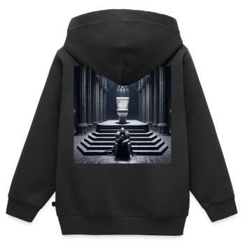 Fart Souls - Hollow Knight sur le trône de porcelaine #07 - Sweat Premium à capuche zippé enfant bio - noir - Dos - AI Model Kid Male (0cm)